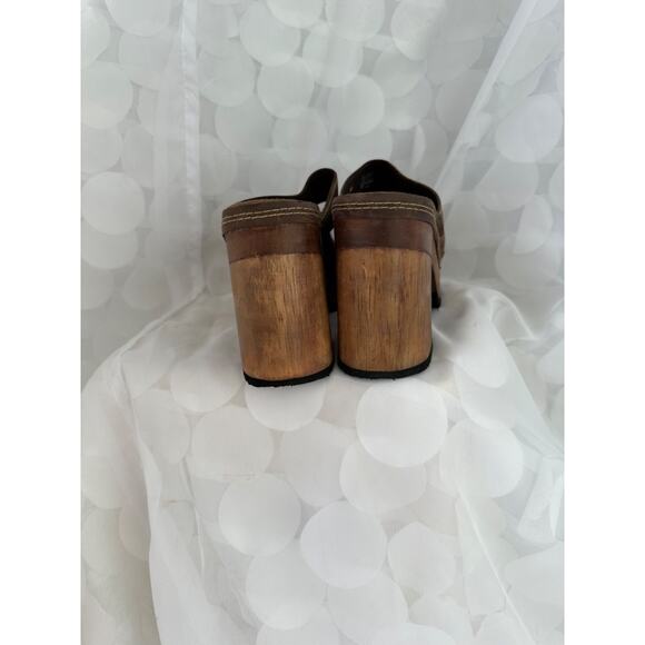 Vtg Y2K CANDIES 9 brown Suede Chunky Platform Heels Sandals Boho Hippie Brazil - Picture 6 of 12